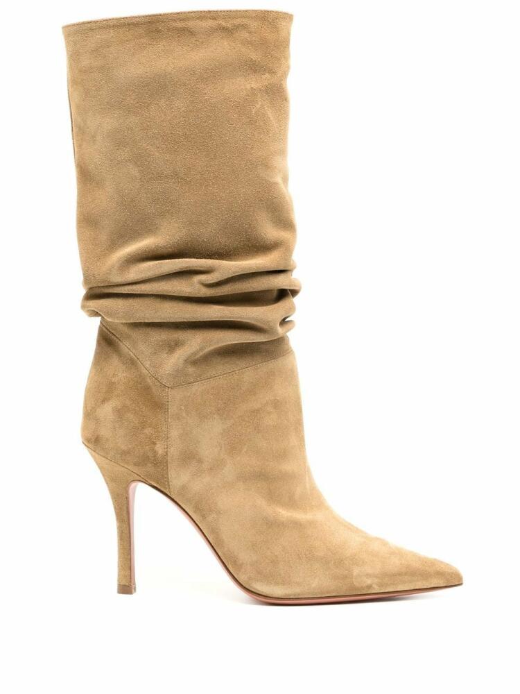 Amina Muaddi Ida 95mm suede boots - Brown Cover