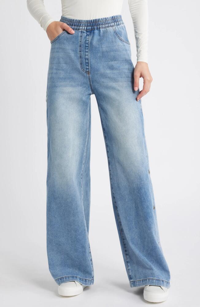 Steve Madden Keenie Side Snap Pull On Denim Pants in Medium Blue Cover