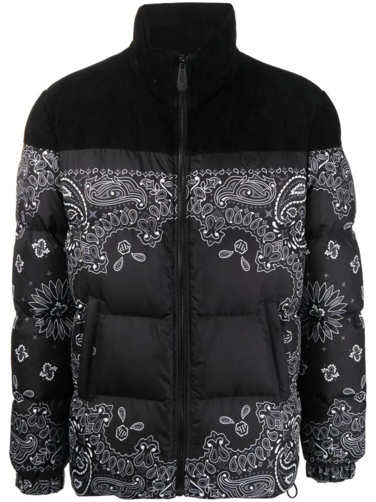 Philipp Plein bandana-print padded jacket - Black Cover