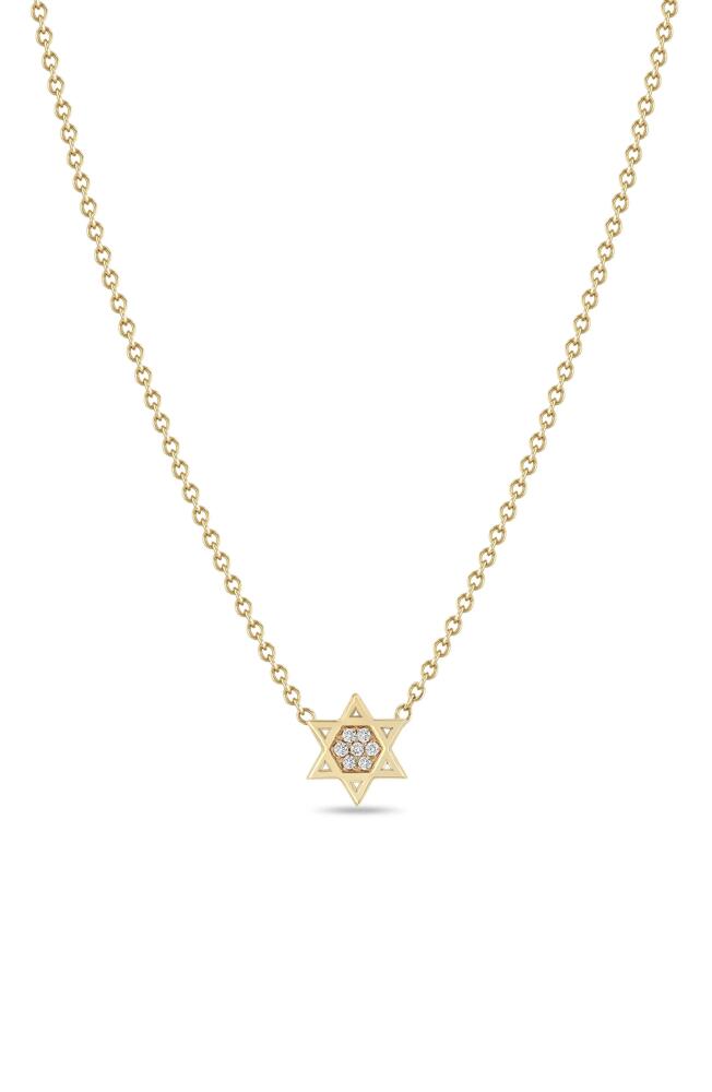 Zoë Chicco 14K Yellow Gold Diamond Star of David Pendant Necklace Cover