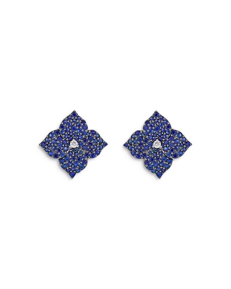 Piranesi 18K White Gold Small Fiore Earrings with Blue Sapphires and Diamonds Cover