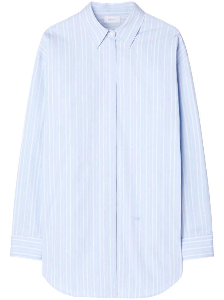 Off-White zip-detail pinstriped poplin shirt - Blue Cover