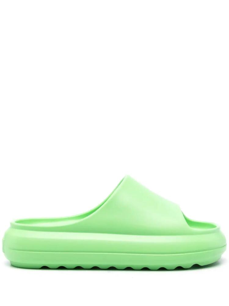 MSGM logo-embossed 45mm flatform slides - Green Cover