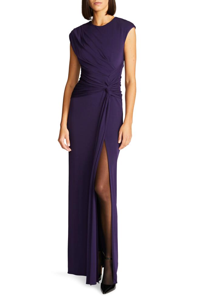 HALSTON Giovanna Matte Jersey Gown in Aubergine Cover