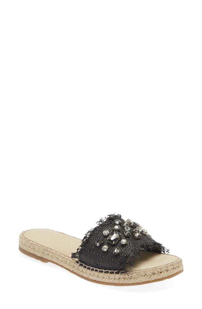 Chocolat Blu Ellis Crystal Slide Sandal in Black Raffia Cover