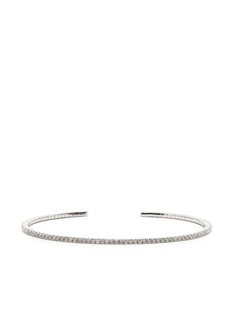 We by WHITEbIRD pavé diamond thin cuff bracelet - Silver Cover