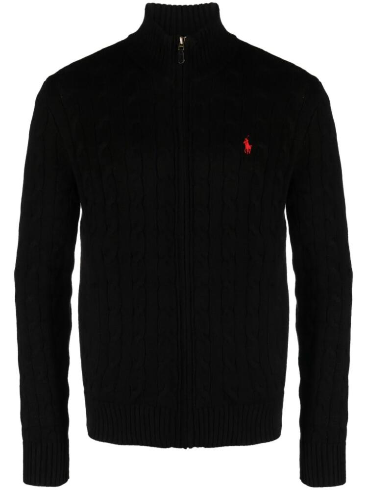 Polo Ralph Lauren cable-knit cotton zip-up cardigan - Black Cover