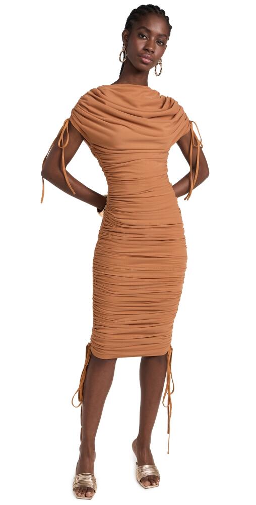 Andrea Iyamah Ratu Mesh Dress Caramel Cover