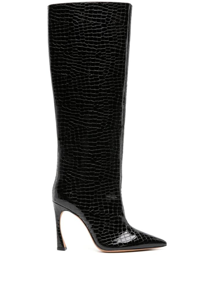 Alexandre Birman Kyra 100mm crocodile-embossed boots - Black Cover