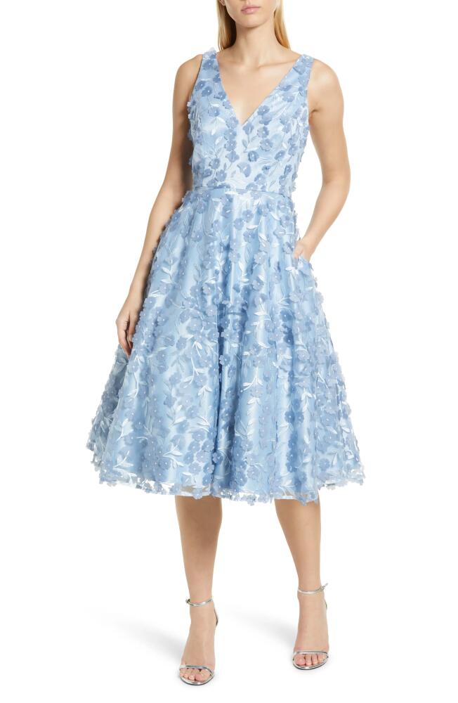 Eliza J 3D Appliqué Fit & Flare Cocktail Dress in Sky Cover