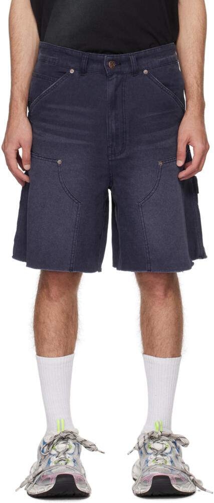 We11done Navy Faded Cargo Shorts Cover