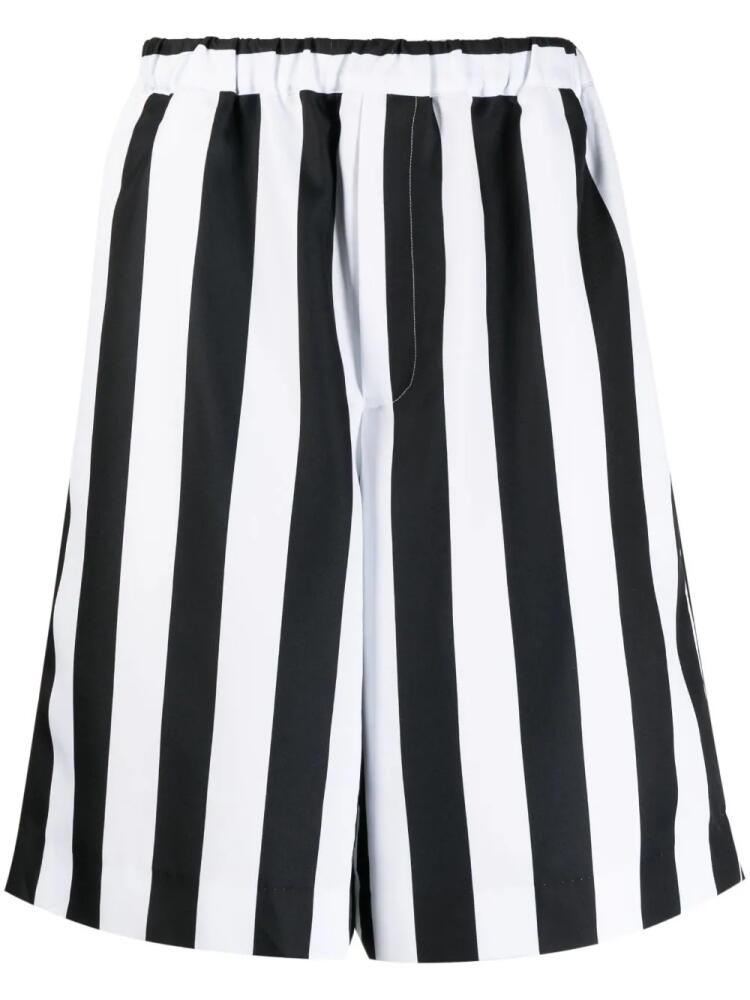 Black Comme Des Garçons striped-print knee-length shorts Cover