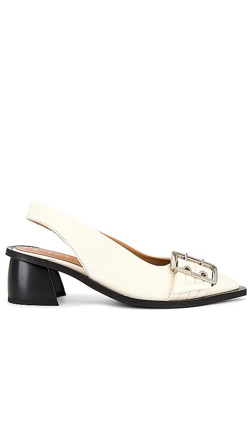 Ganni Feminine Buckle Slingback Pump in Cream Cover