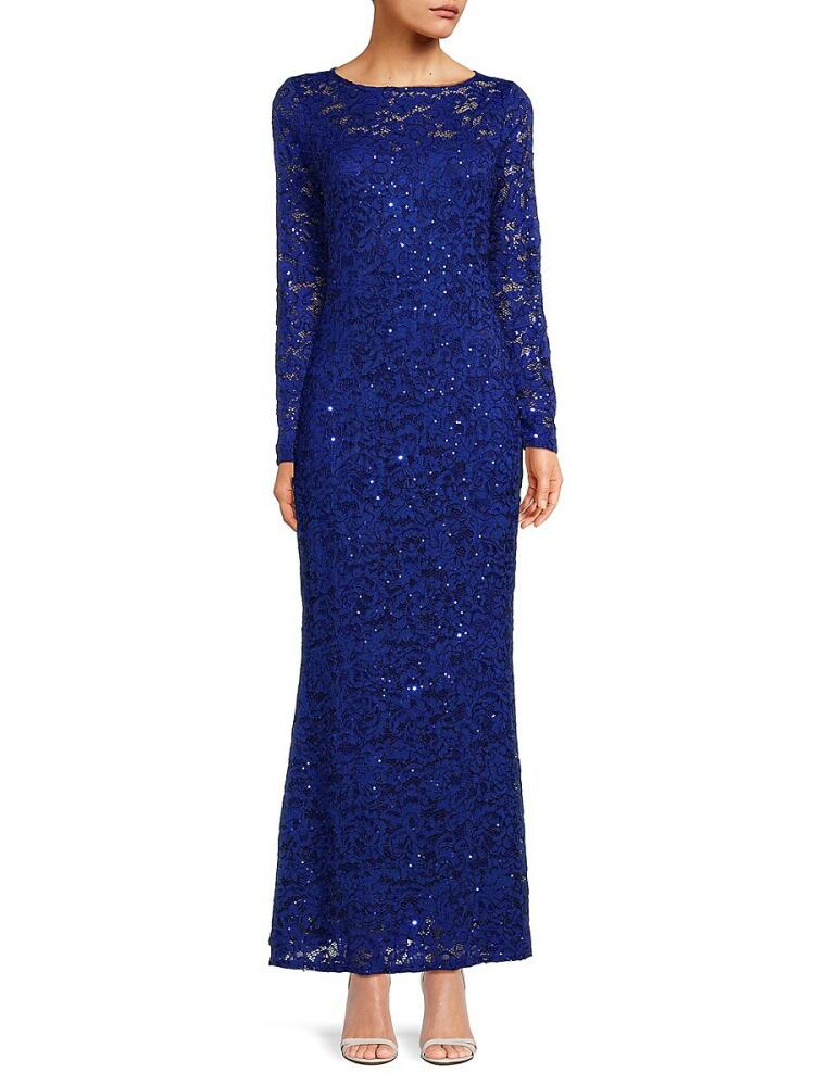 Marina Women's Sequin Lace Dress - Royal Cover