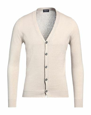 Drumohr Man Cardigan Beige Linen, Polyester Cover