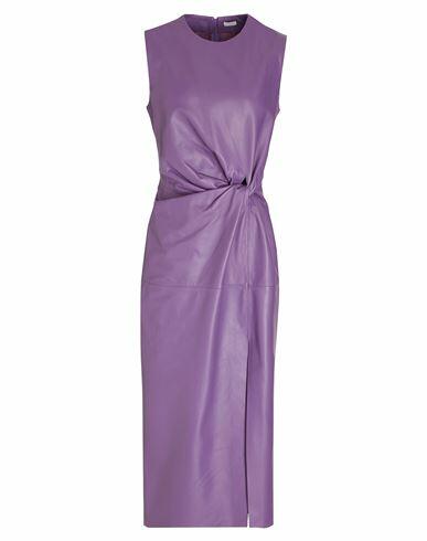 8 By Yoox Leather Drape & Knot Pencil Midi Dress Woman Midi dress Purple Lambskin Cover