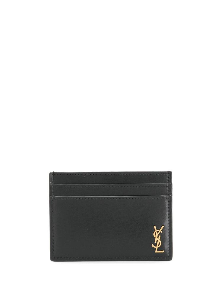 Saint Laurent Cassandre-logo leather cardholder - Black Cover