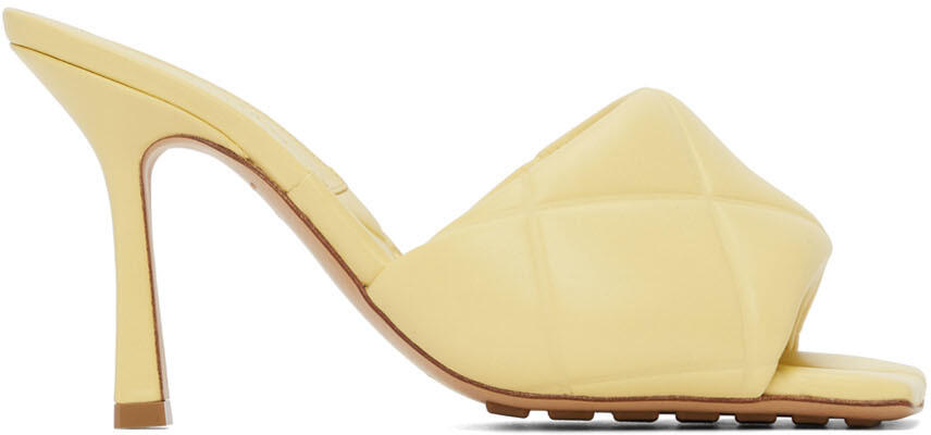 Bottega Veneta Off-White Quilted Embossed Lido Heeled Sandals Cover