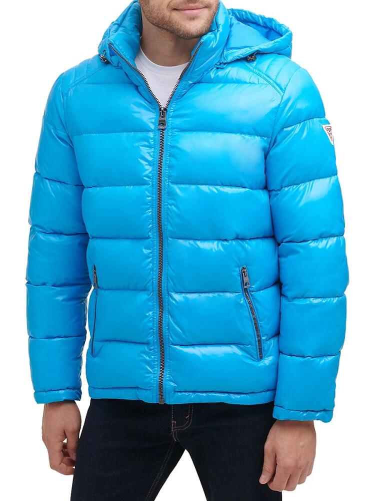 Guess Men's Quilted Zip Up Puffer Jacket - Sky Cover