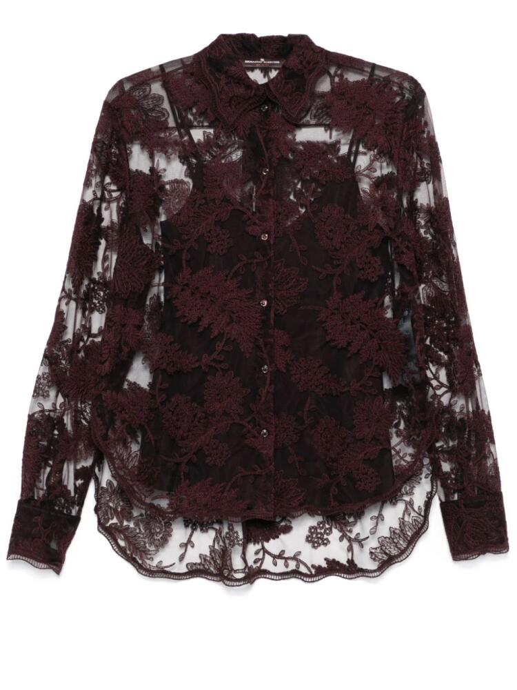 Ermanno Scervino lace-embroidered shirt - Brown Cover