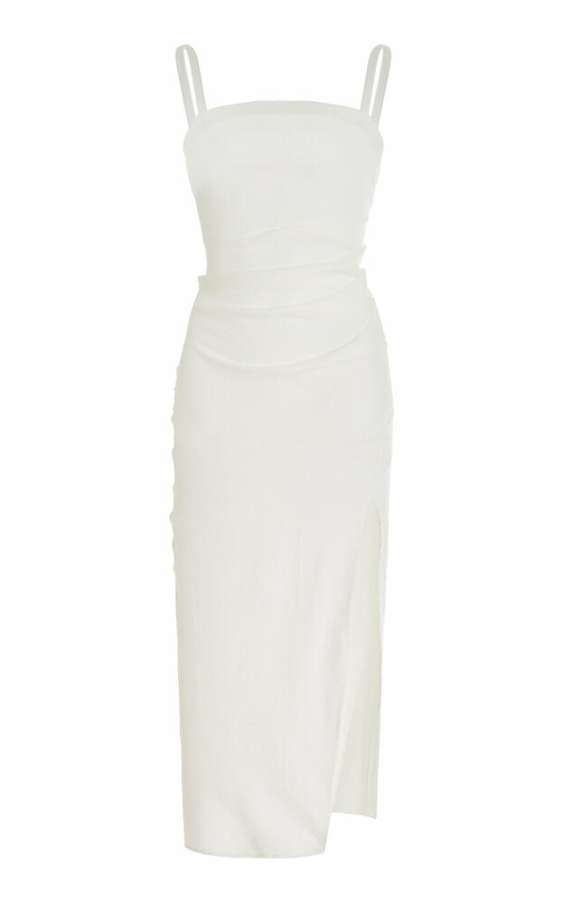 Anemos - The Nadege Draped Linen-Blend Midi Dress - White Cover