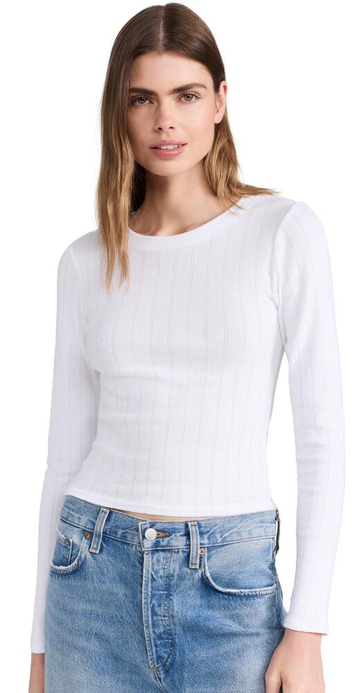 perfectwhitetee Leah Pointelle Long Sleeve Top White Cover