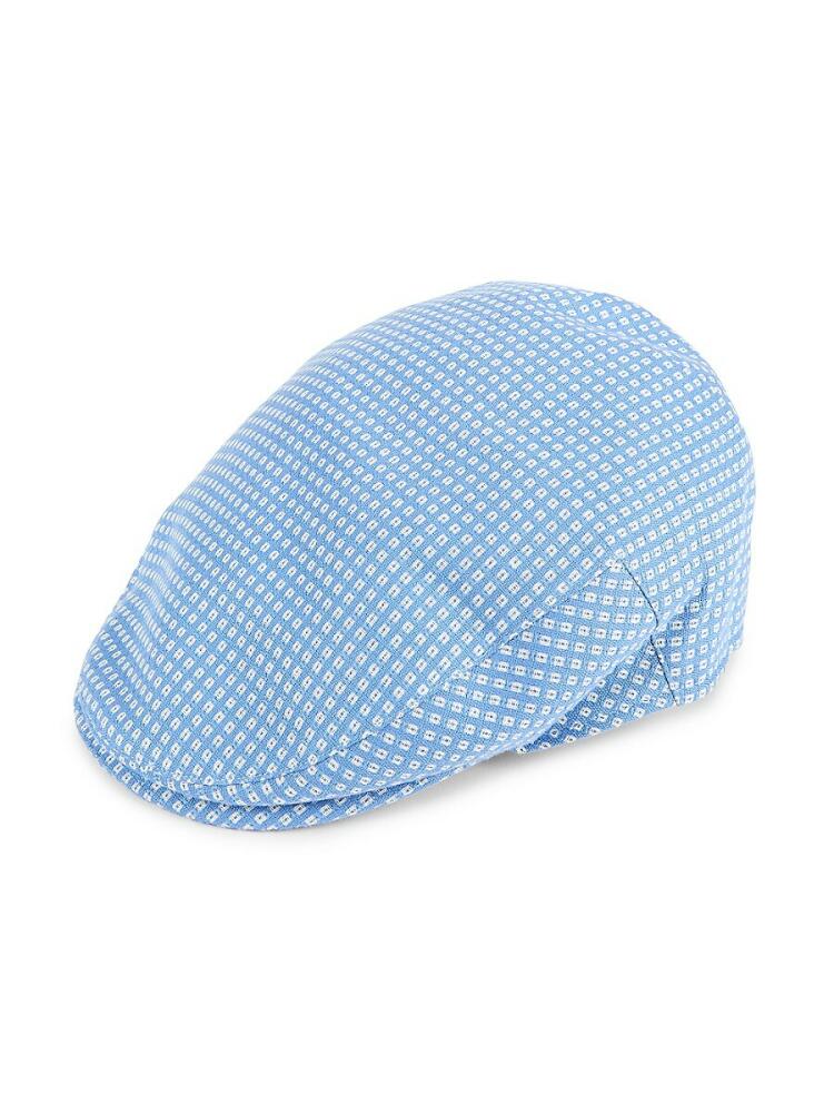 Saks Fifth Avenue Made in Italy Men's Pedro Cotton Linen Check Cap - Perth Blue Cover