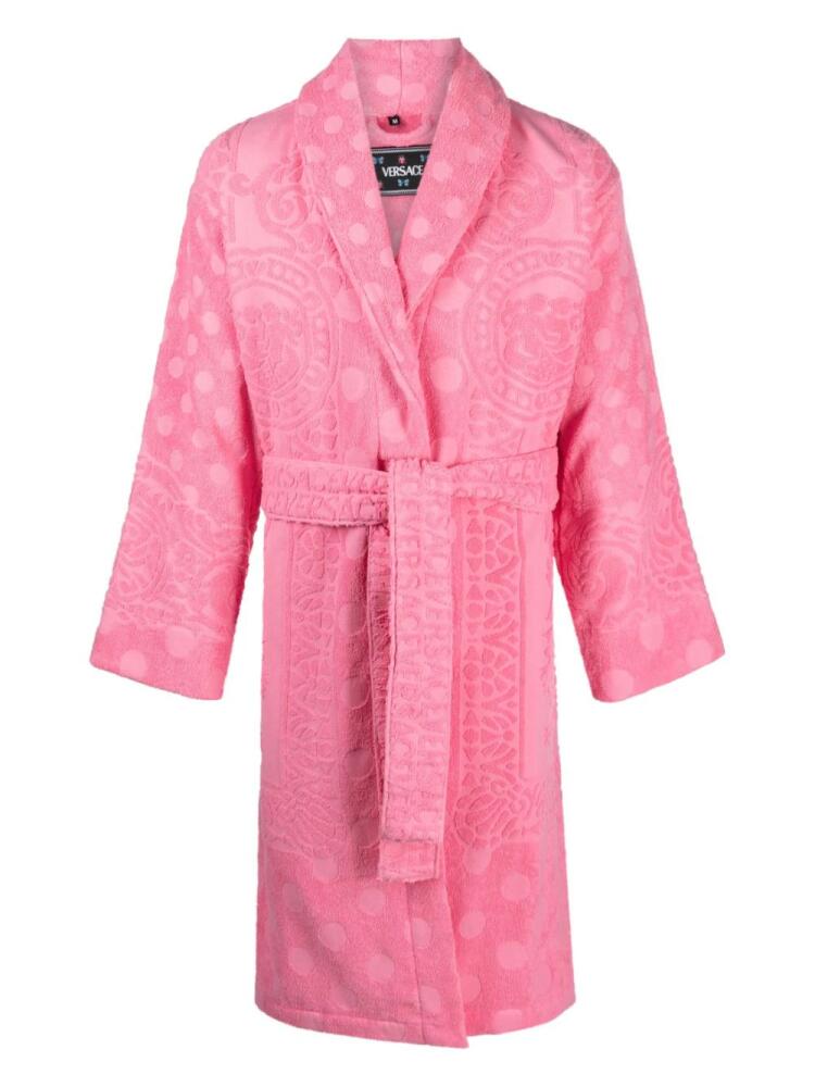 Versace Barocco-print terry-cloth robe - Pink Cover