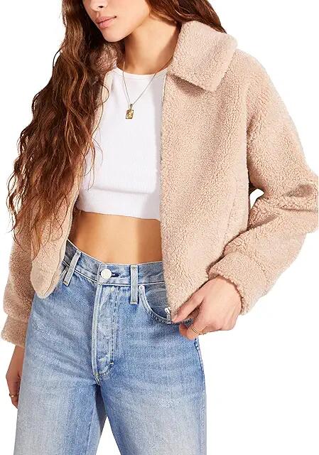 Steve Madden Teddy To Go Jacket (Light Tan) Women's Clothing Cover