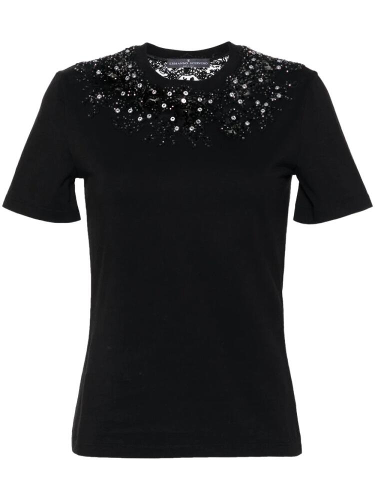 Ermanno Scervino crystal-embellished lace-panel T-shirt - Black Cover