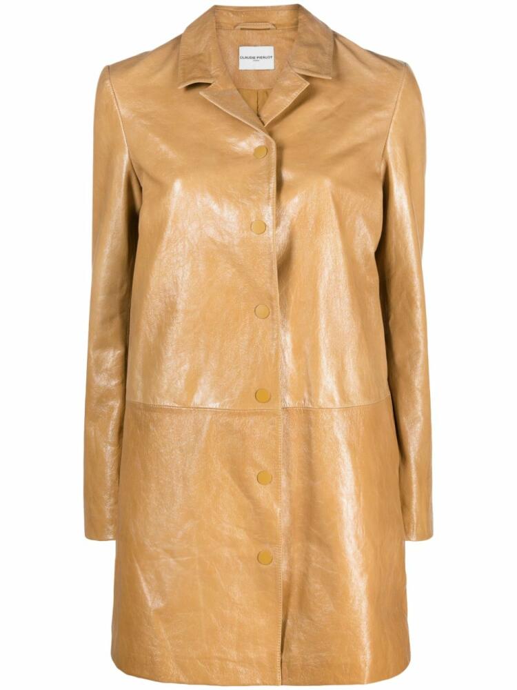 Claudie Pierlot single-breasted leather coat - Yellow Cover