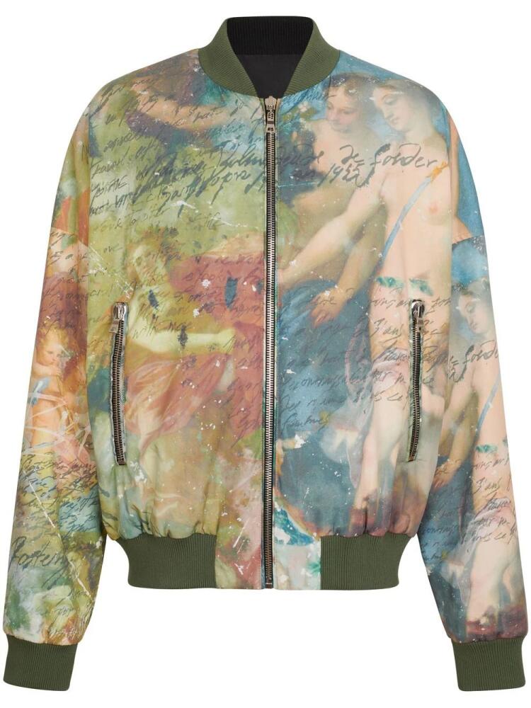 Balmain painting-print reversible bomber jacket - Green Cover