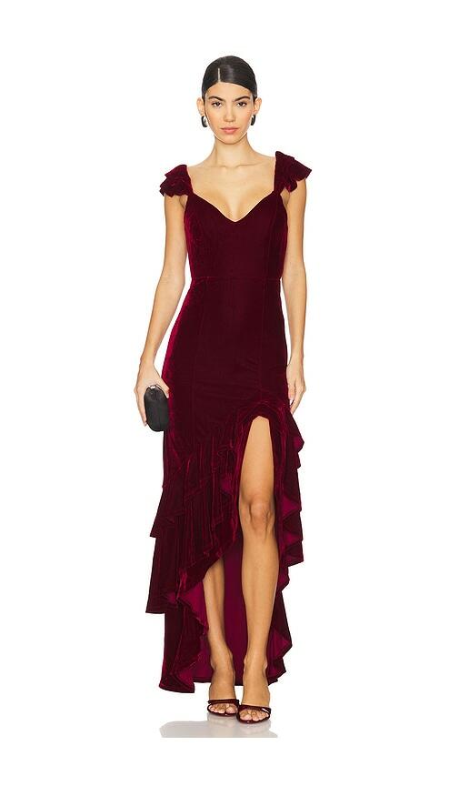 Tularosa Camille Velvet Gown in Red Cover