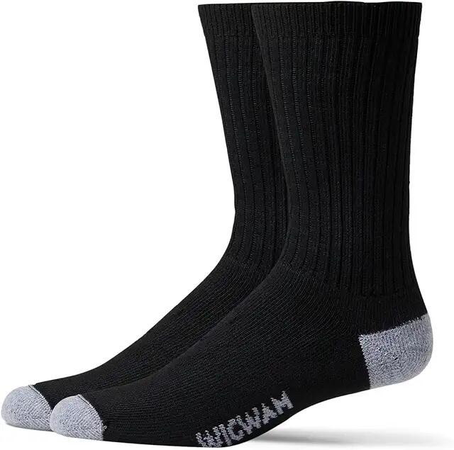 Wigwam Diabetic Sport Crew, 2-Pack (Black) Crew Cut Socks Shoes Cover