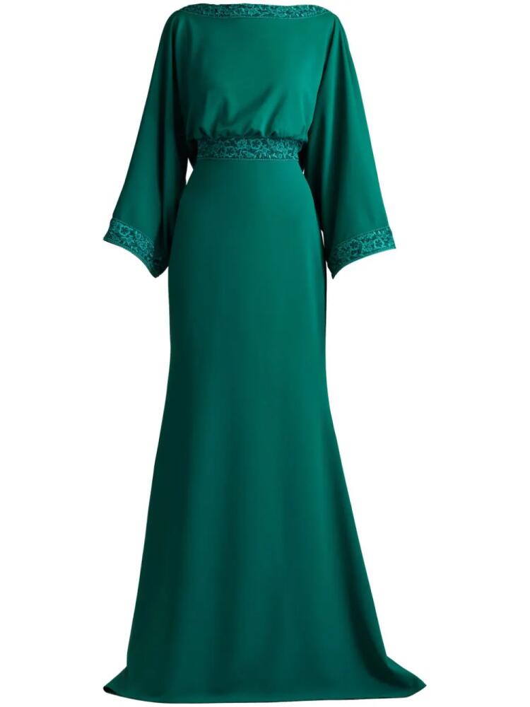 Tadashi Shoji long-sleeve open-back gown - Green Cover