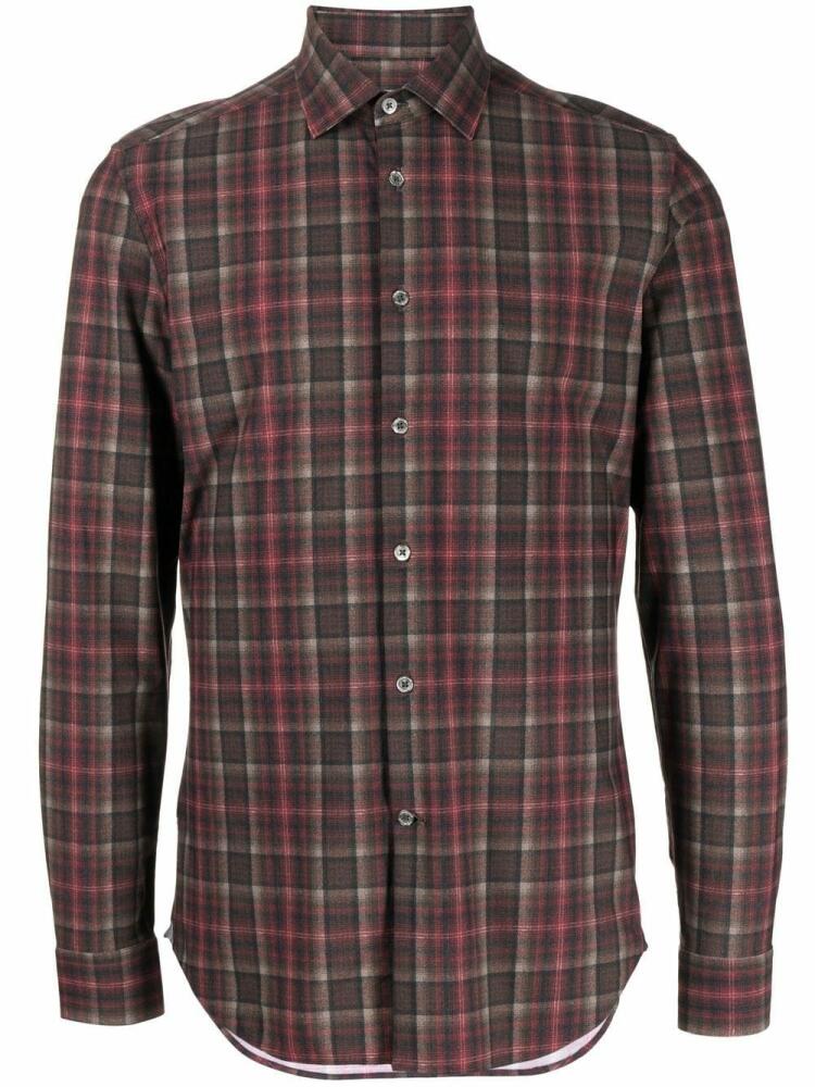 Corneliani checked slim-fit shirt - Red Cover