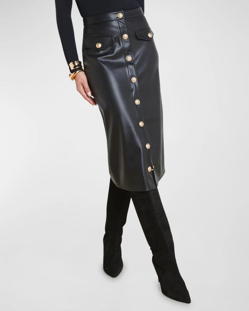 L'Agence Milan Faux Leather Midi Skirt Cover