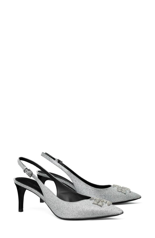 Tory Burch Eleanor Pavé Slingback Pointed Toe Pump in Diamonds /Perfect Black Cover