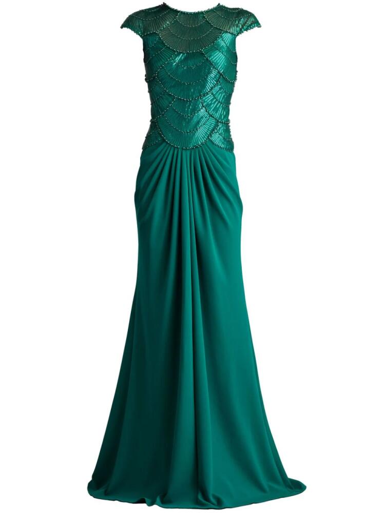 Tadashi Shoji sequin-embellished layered gown - Green Cover