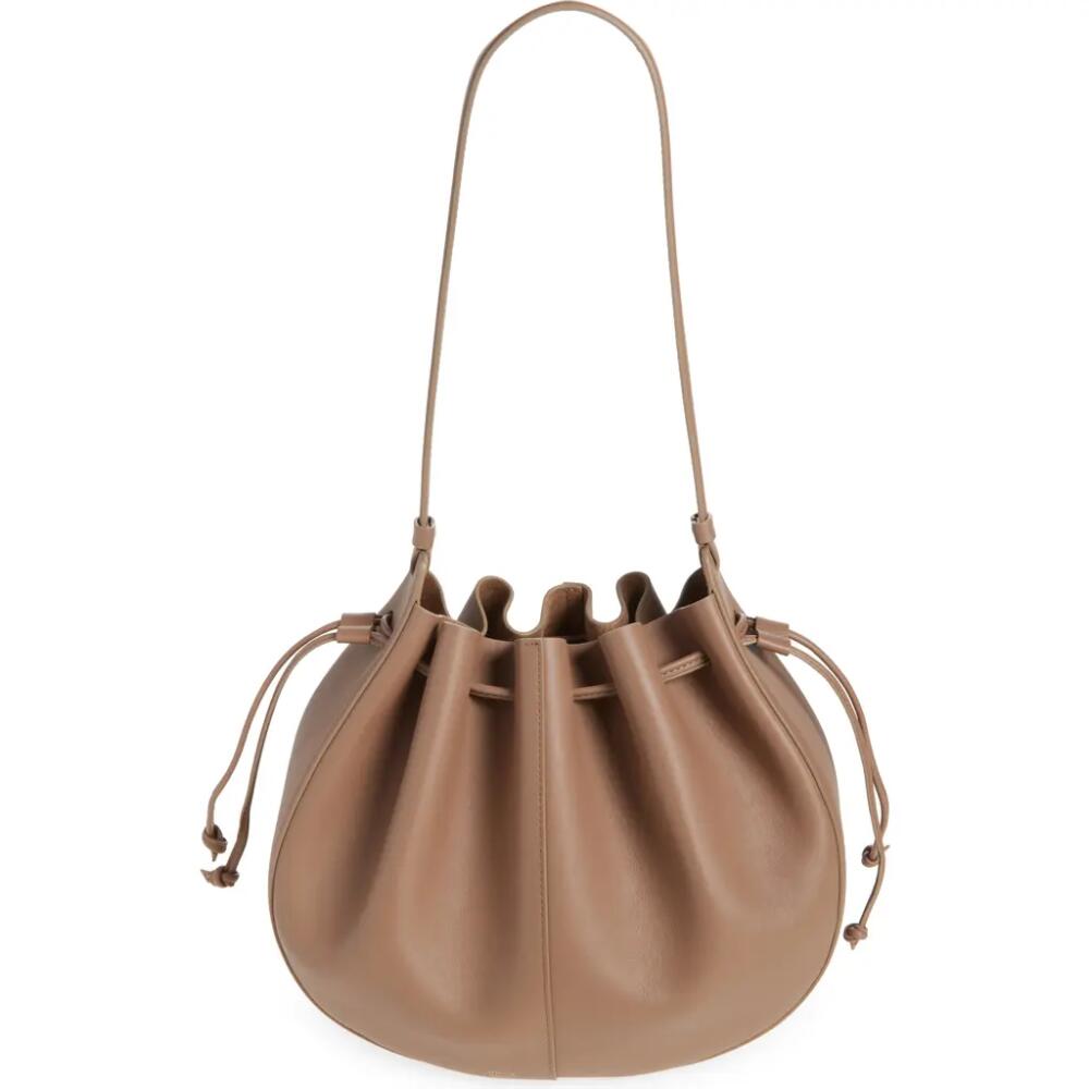 Mansur Gavriel Flores Leather Bucket Bag in Biscotto Cover