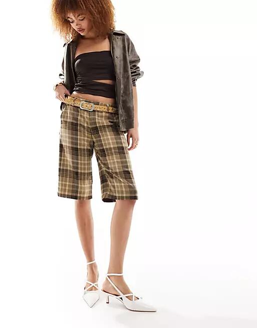 Lioness tailored bermuda shorts in brown plaid-Multi Cover