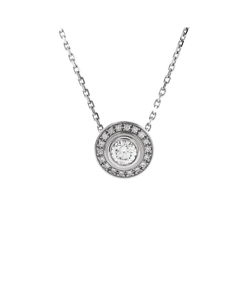 Pre-Owned Cartier Cartier D'Amour Pendant Necklace 18K White Gold with Pave Diamonds Cover