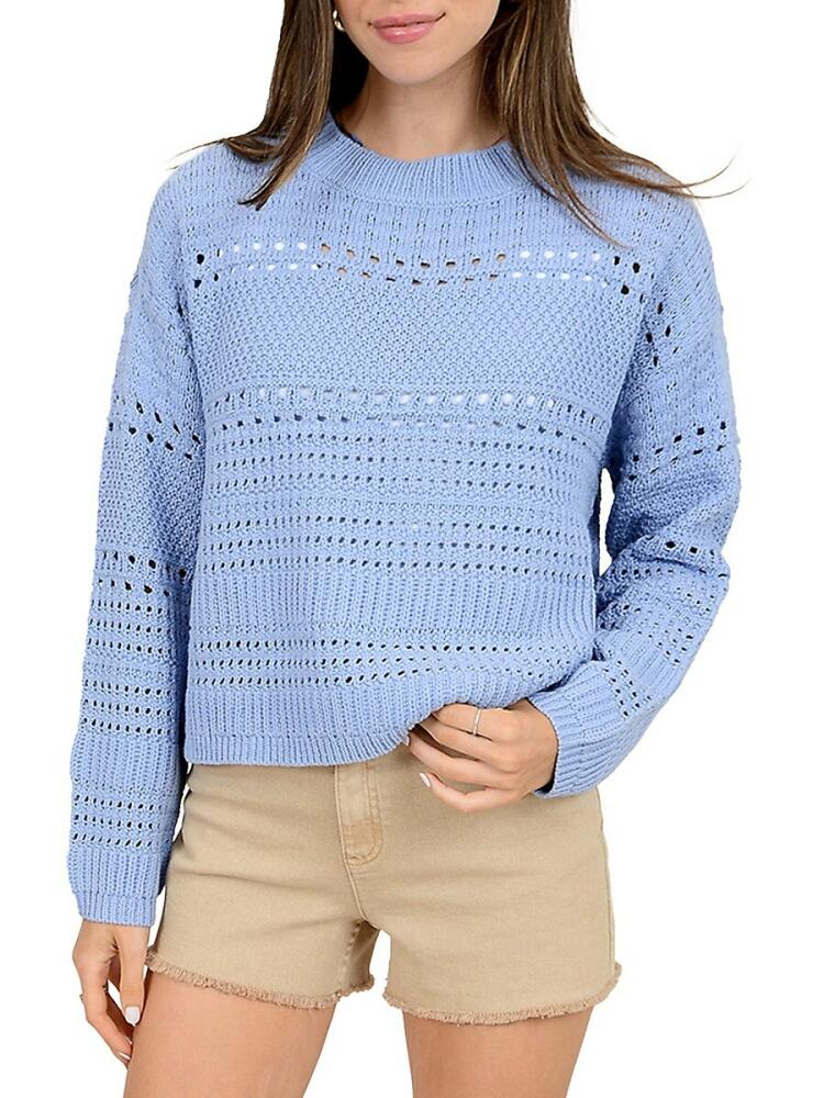 RD style Women's Talulla Pointelle Crewneck Sweater - Azure Blue Cover