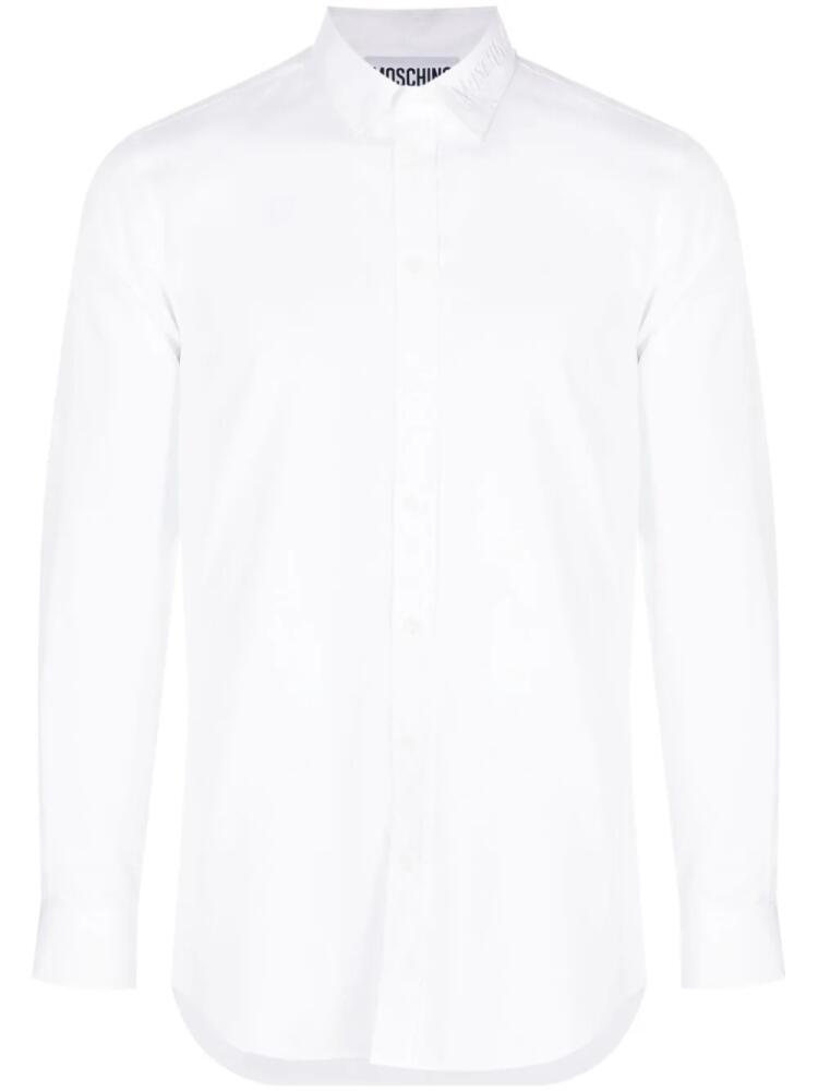 Moschino logo-embroidered long-sleeve cotton shirt - White Cover