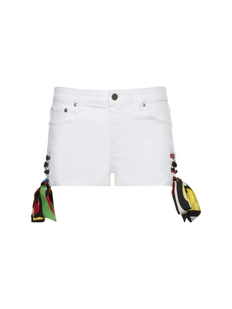 PUCCI Denim Mini Shorts W/foulard Laces Cover