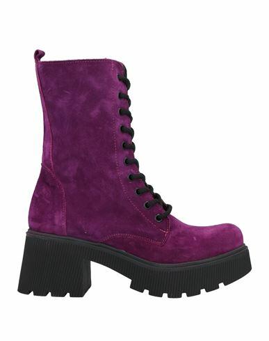 Divine Follie Woman Ankle boots Deep purple Soft Leather Cover