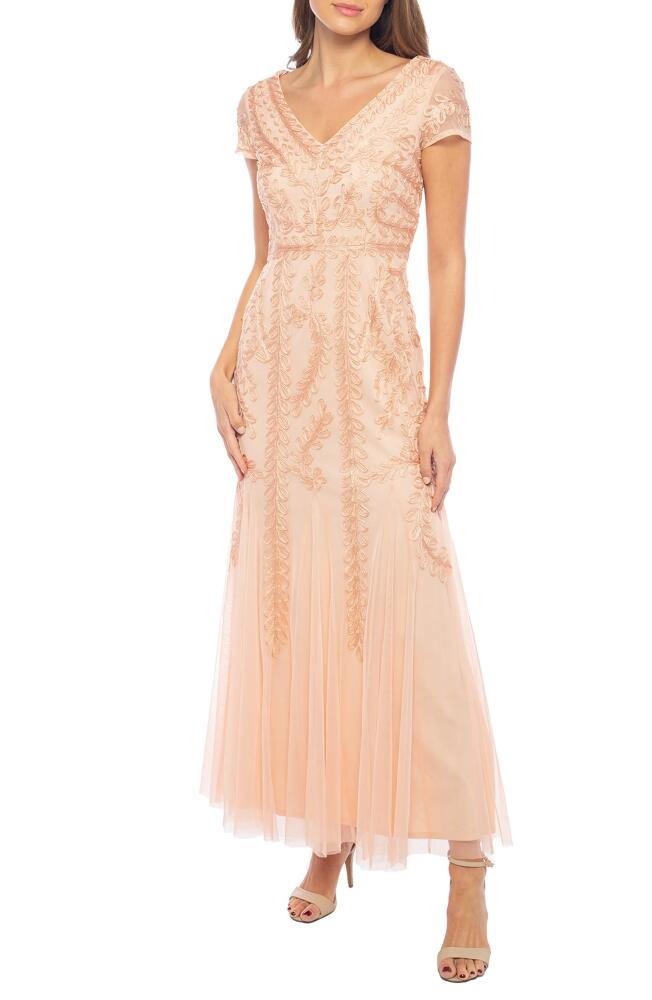 Marina Beaded Cap Sleeve Tulle Gown in Blush Cover