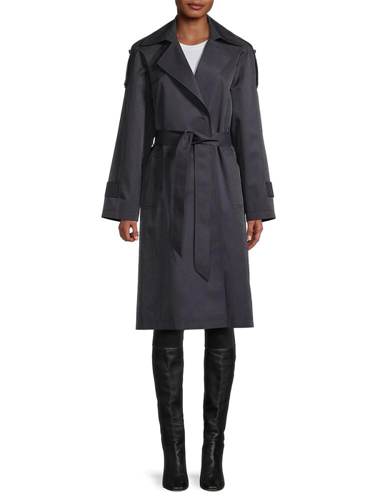 Sam Edelman Women's Raglan Sleeve Belted Trench Coat - Navy Cover