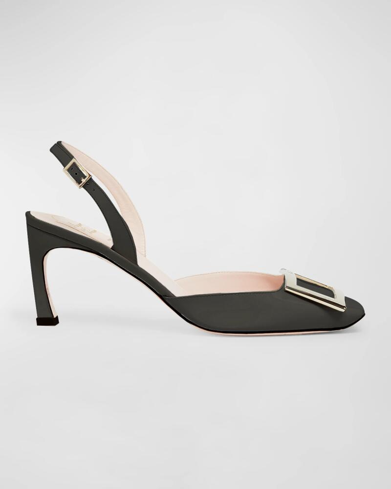 Roger Vivier Trompette Leather Buckle Slingback Pumps Cover