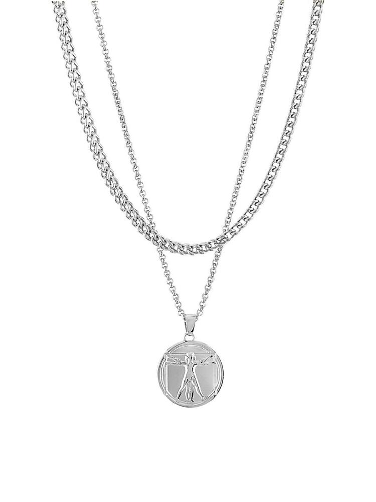 Esquire Men's 2-Piece Stainless Steel Coin Amulet Chain Necklaces Cover